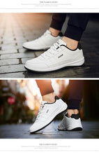 Load image into Gallery viewer, Men's Leather Sneakers Casual Comfortable Luxury Sneakers Man Lace-Up Athletic Sports Artificial Leather Mens Spring Flats Trainers Outdoor Mens Casual Sports Sneakers
