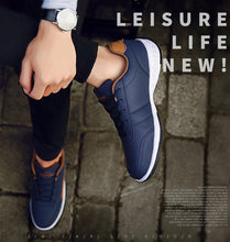 Load image into Gallery viewer, Men's Leather Sneakers Casual Comfortable Luxury Sneakers Man Lace-Up Athletic Sports Artificial Leather Mens Spring Flats Trainers Outdoor Mens Casual Sports Sneakers
