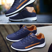 Load image into Gallery viewer, Men's Leather Sneakers Casual Comfortable Luxury Sneakers Man Lace-Up Athletic Sports Artificial Leather Mens Spring Flats Trainers Outdoor Mens Casual Sports Sneakers
