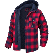 Load image into Gallery viewer, Men's Modern Warm Jacket With Removable Hood Winter Coats Men's Hooded Jackets Fashionable Autumn Jackets Winter Warm Coat Thick Hoodie Long Sleeve Outdoor Plaid Shirt Jackets
