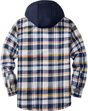 Load image into Gallery viewer, Men's Modern Warm Jacket With Removable Hood Winter Coats Men's Hooded Jackets Fashionable Autumn Jackets Winter Warm Coat Thick Hoodie Long Sleeve Outdoor Plaid Shirt Jackets
