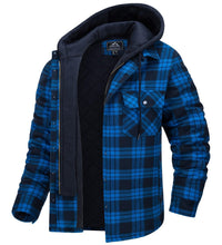 Load image into Gallery viewer, Men's Modern Warm Jacket With Removable Hood Winter Coats Men's Hooded Jackets Fashionable Autumn Jackets Winter Warm Coat Thick Hoodie Long Sleeve Outdoor Plaid Shirt Jackets
