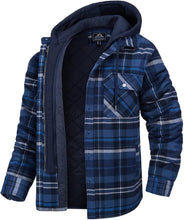 Load image into Gallery viewer, Men's Modern Warm Jacket With Removable Hood Winter Coats Men's Hooded Jackets Fashionable Autumn Jackets Winter Warm Coat Thick Hoodie Long Sleeve Outdoor Plaid Shirt Jackets
