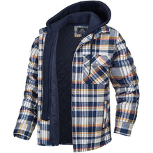 Load image into Gallery viewer, Men's Modern Warm Jacket With Removable Hood Winter Coats Men's Hooded Jackets Fashionable Autumn Jackets Winter Warm Coat Thick Hoodie Long Sleeve Outdoor Plaid Shirt Jackets
