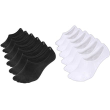 Load image into Gallery viewer, Comfort Rich Men&#39;s No Show Socks - Black, and White Cotton, Size 10-13
