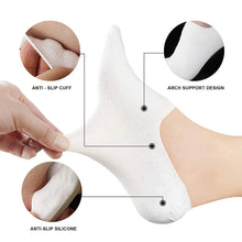 Load image into Gallery viewer, Comfort Rich Men&#39;s No Show Socks - Black, and White Cotton, Size 10-13
