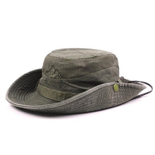 Load image into Gallery viewer, Men's Outdoor Traveling Cap Summer Mesh Breathable Retro Cotton Bucket Hat Unisex Adult High Quality Hat Jungle Fishing Hats Novelty Dad's Beach Cap Bucket Hat For Fishing Summer Adjustable Hat

