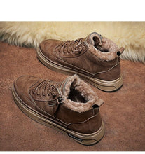 Load image into Gallery viewer, Men's Winter Cotton Shoes High-Top Fashion Casual Trend Boots Flat Shoes Winter Snow Boots Warm Ankle Booties Outdoor Work Shoes For Cold Weather Soft Comfortable Walking Brown Shoes
