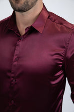 Load image into Gallery viewer, Men's Satin Wine Dress Shirt
