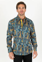 Load image into Gallery viewer, Satin Cotton/Spandex Long Sleeve Shirt - Teal
