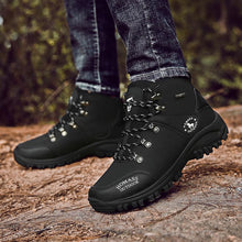 Load image into Gallery viewer, Men Waterproof Hiking Shoes Breathable Tactical Combat Boots New Outdoor Climbing Shoes Winter Snow Boots Warm Fur Lined Non Slip Leather Hiking Walking Shoes For Mens
