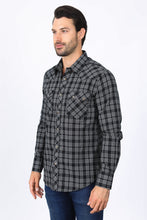 Load image into Gallery viewer, Mens Western Checkered Black Long Sleeve Shirts
