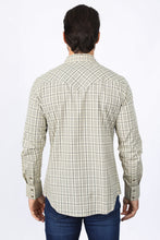 Load image into Gallery viewer, Mens Western Checkered Khaki Long Sleeve Shirts
