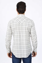 Load image into Gallery viewer, Mens Western Checkered White Long Sleeve Shirts
