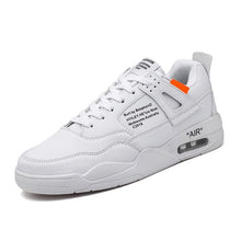 Load image into Gallery viewer, Men White Casual Leather Fashion Sneakers Breathable Sports Running Shoes Leather Running Sport Air Cushion Outdoor Training Sneakers High Quality Design
