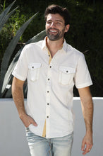 Load image into Gallery viewer, Mens Embroidery Modern Fit Stretch Short Sleeve Shirt
