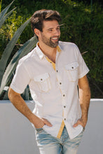 Load image into Gallery viewer, Mens Embroidery Modern Fit Stretch Short Sleeve Shirt
