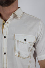 Load image into Gallery viewer, Mens Embroidery Modern Fit Stretch Short Sleeve Shirt
