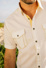 Load image into Gallery viewer, Mens Embroidery Modern Fit Stretch Short Sleeve Shirt
