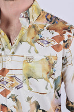 Load image into Gallery viewer, Mens Long Sleeve Modern Fit Stretch Wild Horses Print Shirt

