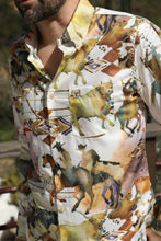 Load image into Gallery viewer, Mens Long Sleeve Modern Fit Stretch Wild Horses Print Shirt
