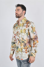 Load image into Gallery viewer, Mens Long Sleeve Modern Fit Stretch Wild Horses Print Shirt
