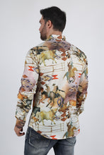 Load image into Gallery viewer, Mens Long Sleeve Modern Fit Stretch Wild Horses Print Shirt
