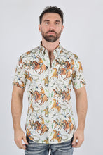 Load image into Gallery viewer, Mens Short Sleeve Modern Fit Stretch Wild Horses Print Shirt
