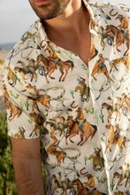 Load image into Gallery viewer, Mens Short Sleeve Modern Fit Stretch Wild Horses Print Shirt
