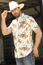Load image into Gallery viewer, Mens Short Sleeve Modern Fit Stretch Wild Horses Print Shirt
