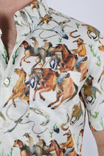 Load image into Gallery viewer, Mens Short Sleeve Modern Fit Stretch Wild Horses Print Shirt
