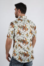 Load image into Gallery viewer, Mens Short Sleeve Modern Fit Stretch Wild Horses Print Shirt
