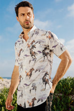 Load image into Gallery viewer, Mens Short Sleeve Modern Fit Stretch Wild Horses Print Shirt
