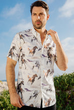 Load image into Gallery viewer, Mens Short Sleeve Modern Fit Stretch Wild Horses Print Shirt
