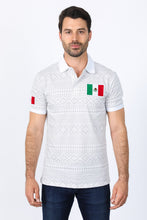 Load image into Gallery viewer, Mens Modern Fit Stretch MEXICO Cotton Polo with Aztec Print
