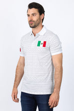 Load image into Gallery viewer, Mens Modern Fit Stretch MEXICO Cotton Polo with Aztec Print
