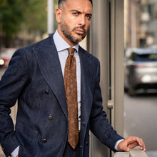 Load image into Gallery viewer, Borromeo - Printed Madder Silk Tie - Pecan Brown
