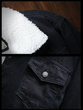 Load image into Gallery viewer, Men's Fleece-Lined Denim Jacket with Lambswool Lining - # BOAA131010001
