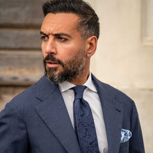 Load image into Gallery viewer, Soave - Silk Jacquard Tie - Midnight Blue
