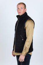 Load image into Gallery viewer, Men's Fur Lined Quilted Faux Suede Vest - Black
