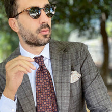 Load image into Gallery viewer, Pascal - Double Sided Silk Pocket Square - Grey &amp; Bronze
