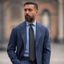 Load image into Gallery viewer, Moretti - Printed Madder Silk Tie - Navy &amp; Green
