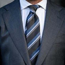 Load image into Gallery viewer, Corso - Silk Jacquard Tie - Black &amp; Blue
