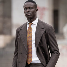 Load image into Gallery viewer, Parma - Printed Madder Silk Tie - Amber Yellow
