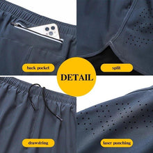 Load image into Gallery viewer, Men's Running Shorts Quick-drying Fitness Black Double Layer Shorts Men New Sport Workout Training Bodybuilding Short Pants
