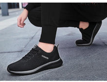 Load image into Gallery viewer, Mens Sport Running Sneakers Fashion Men Casual Shoes Breathable Shoes Walking Sneakers Men's Tennis Black Sneakers Trainers Mesh Flat Breathable Summer Walking Beach Mesh Design
