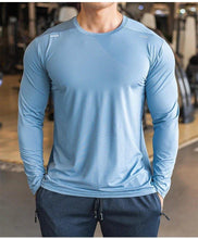 Load image into Gallery viewer, Men's Sports Fitness Long Sleeve Outdoor Badminton Quick Dry Training Shirt Casual Thin Running Top Bodybuilding Sportswear
