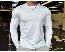 Load image into Gallery viewer, Men's Sports Fitness Long Sleeve Outdoor Badminton Quick Dry Training Shirt Casual Thin Running Top Bodybuilding Sportswear

