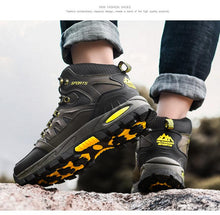 Load image into Gallery viewer, Mens Winter Snow Boots Waterproof Leather Super Warm Men's Boots Outdoor Hiking Boots Ankle Snow Hiking Boots Warm Water Resistant Non Slip Soft Lined Design
