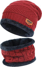 Load image into Gallery viewer, Mens Womens Winter Beanie Hat Scarf Set Warm Knit Hat Thick Fleece Lined Winter Cap Neck Warmer for Men Women
